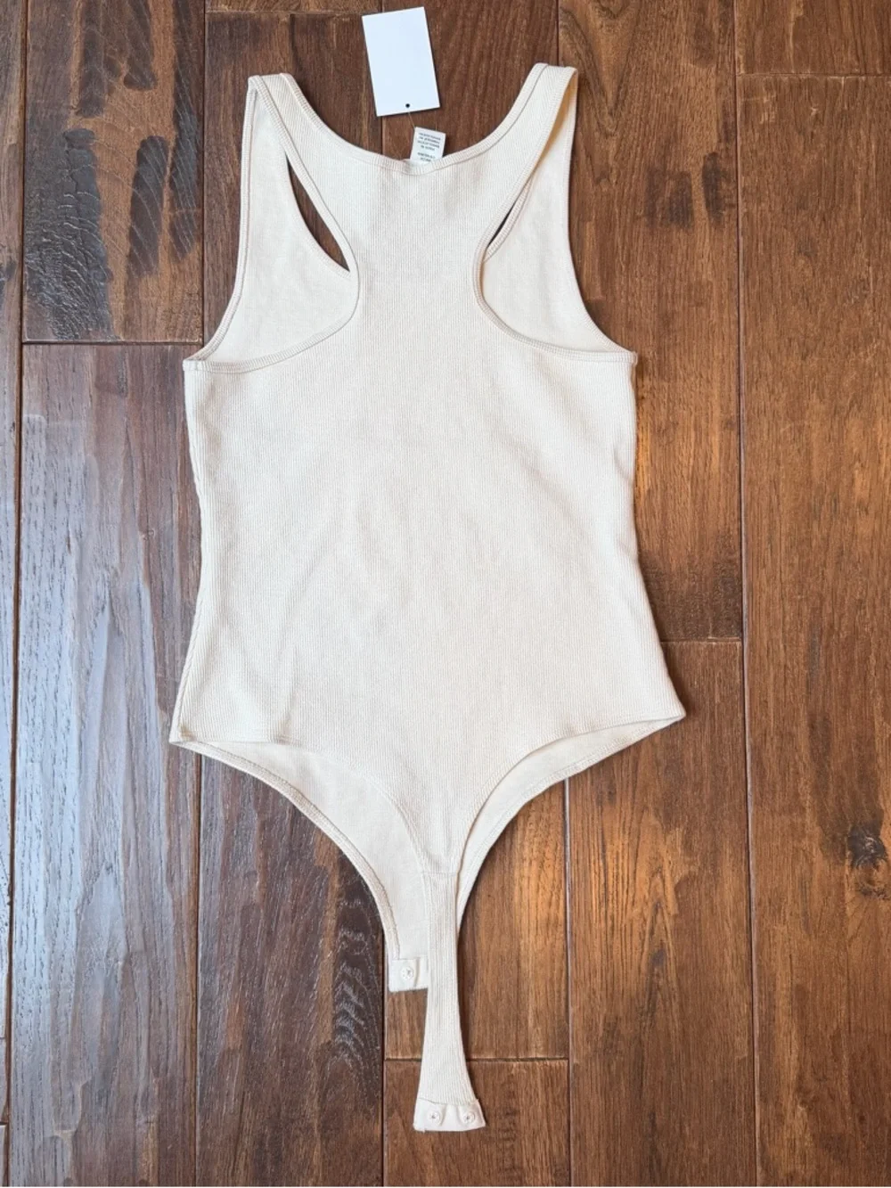 NWT H&M Ribbed Racerback Bodysuit - Beige/Cream - Picture 3 of 6